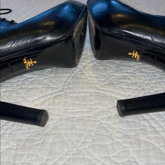 Prada Black Leather Platform High Heel Boots Ankle Booties - Picture 7 of 8
